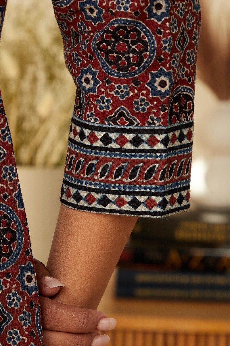 Ajrak Hand Block-Printed Straight Cotton Kurta