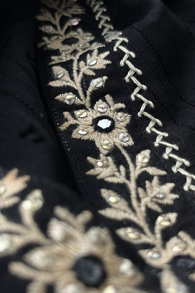 Black Handcrafted Straight Cotton Dobby Kurta