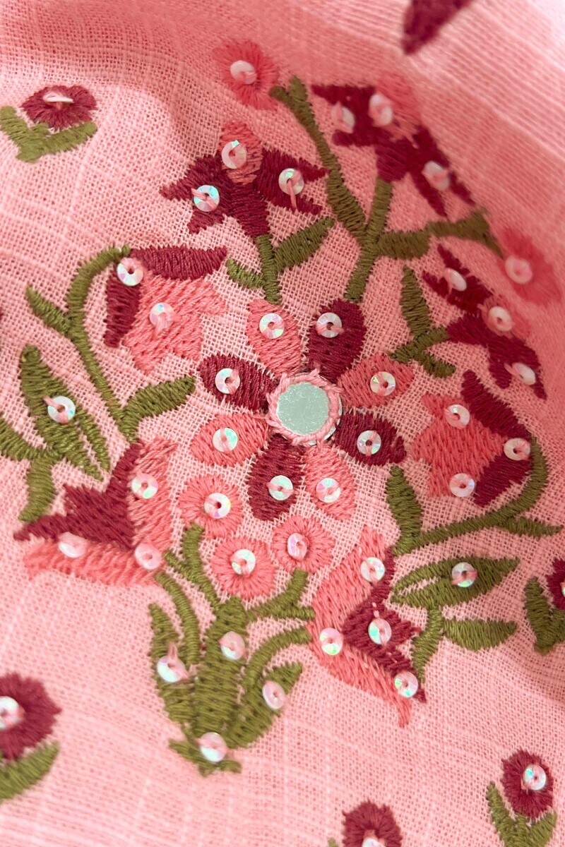 Pink Handcrafted Straight Gauze Slub Kurta