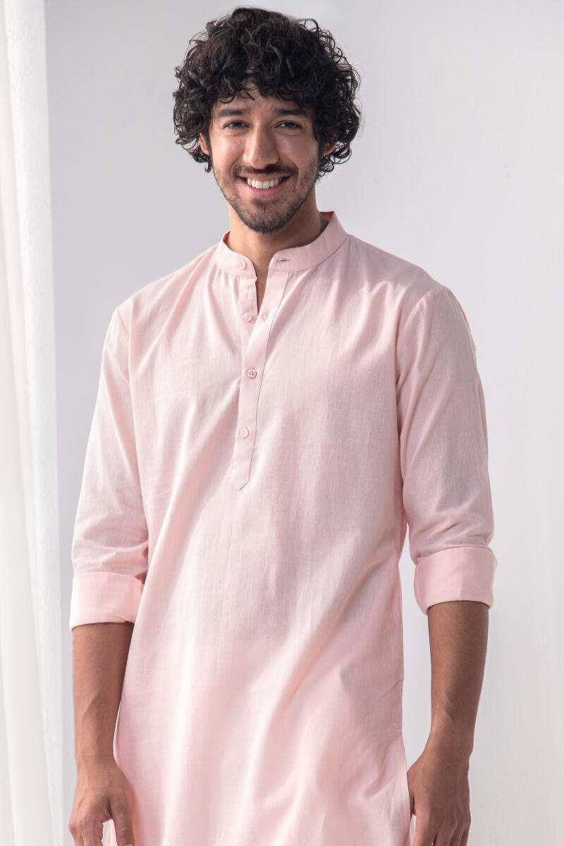 Pink Handcrafted Cotton Kurta