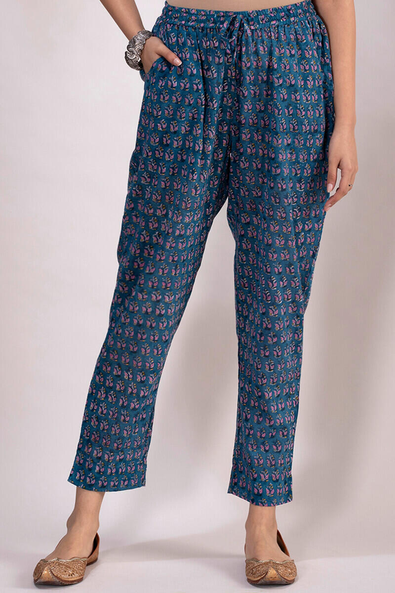 Sanganeri Block Printed Cotton Narrow Pants