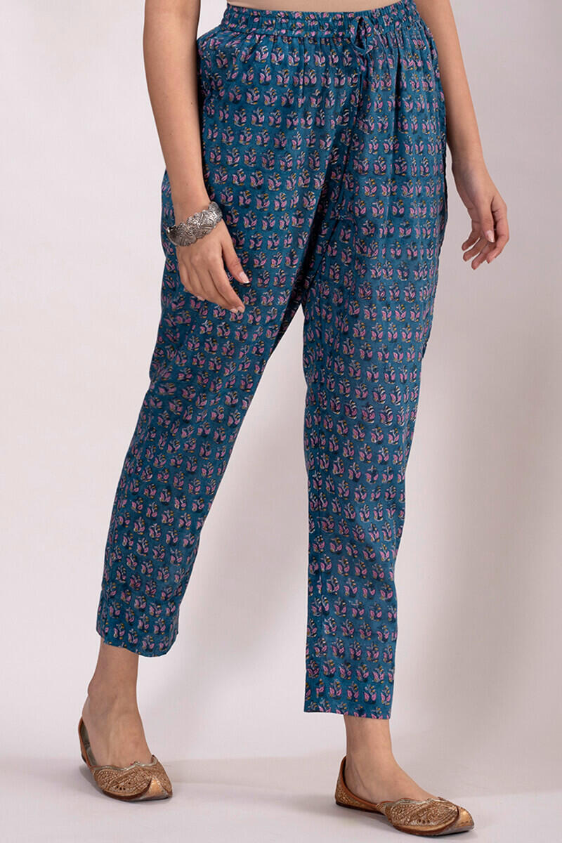 Sanganeri Block Printed Cotton Narrow Pants