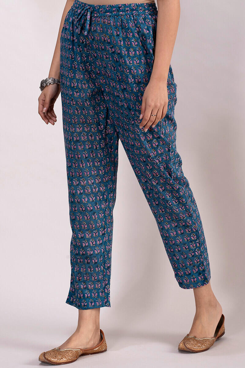 Sanganeri Block Printed Cotton Narrow Pants