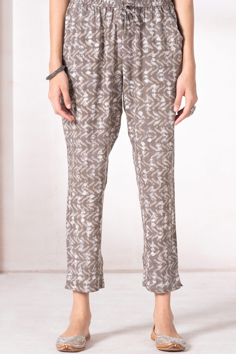 Dabu Block Printed Cotton Modal Narrow Pants