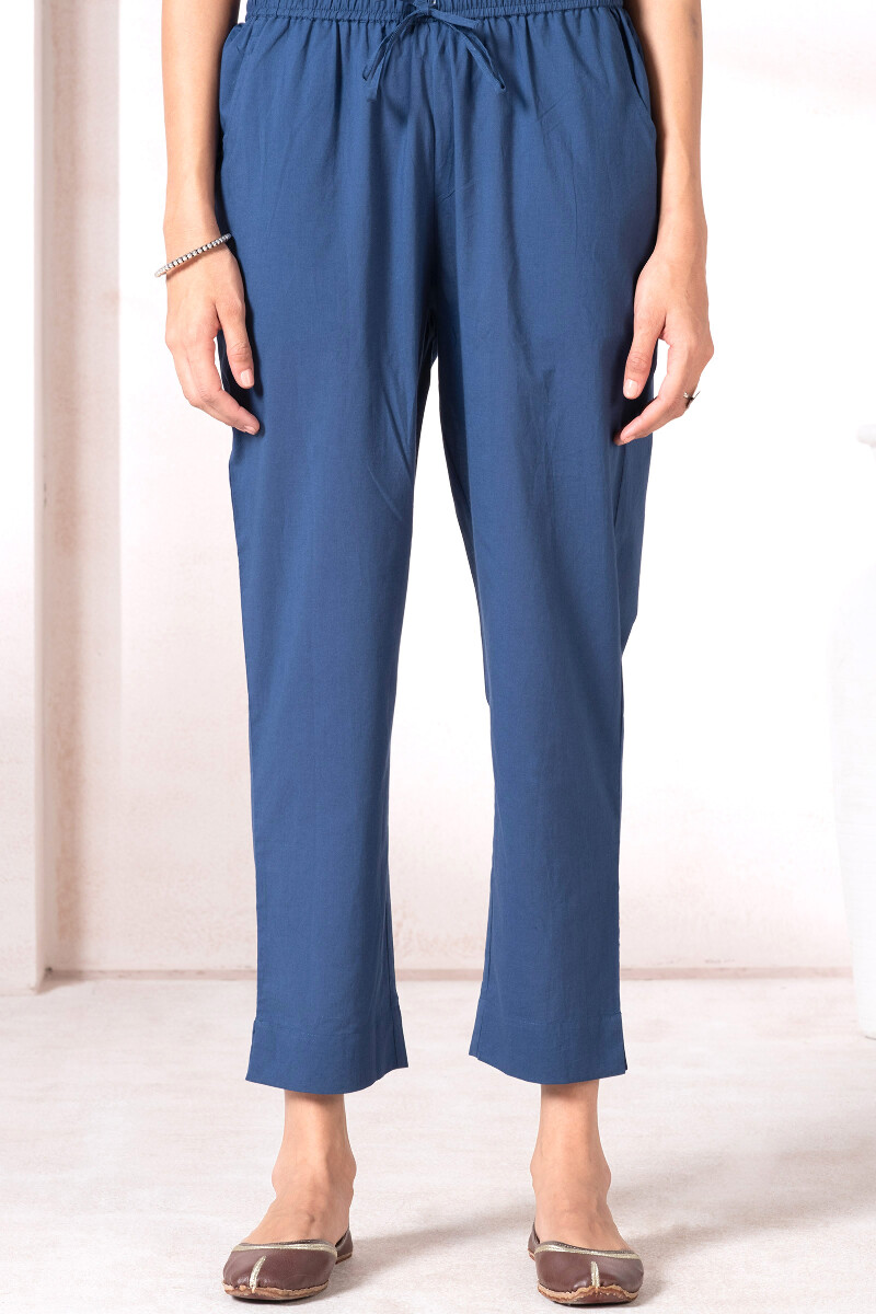 Indigo Handcrafted Cotton Narrow Pants