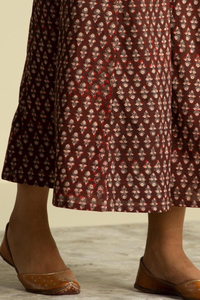 Maroon Block Printed Cotton Sharara