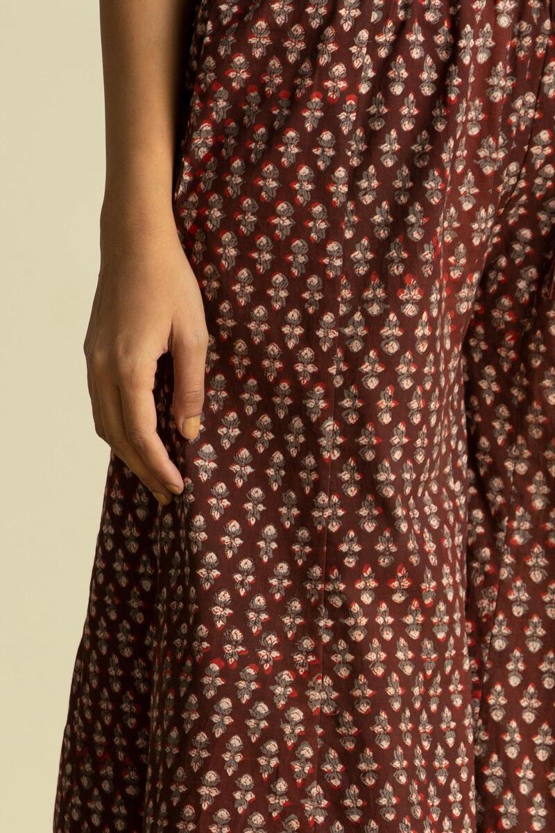 Maroon Block Printed Cotton Sharara