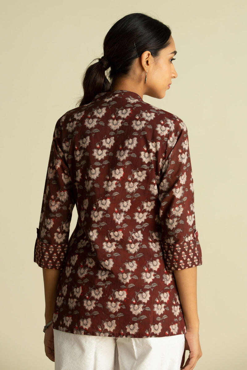 Maroon Block Printed Cotton Top