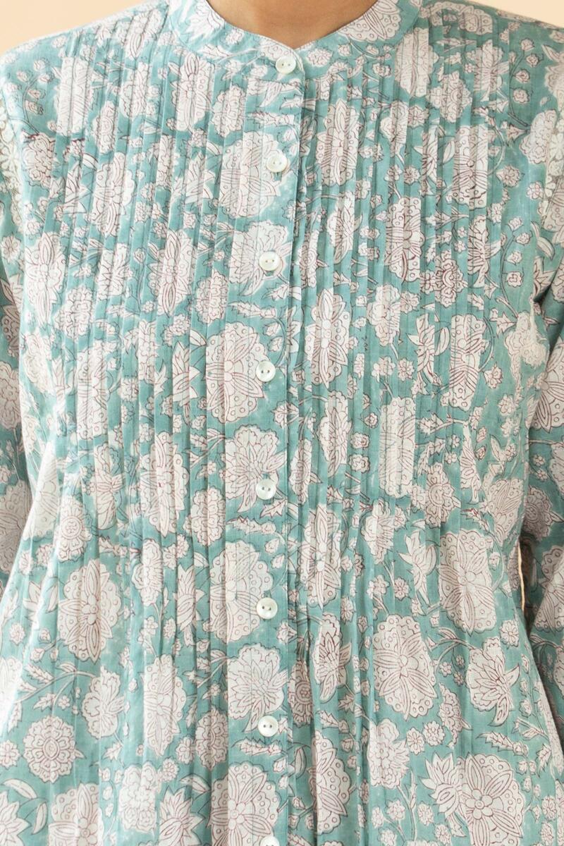 Blue Block Printed Cotton Top