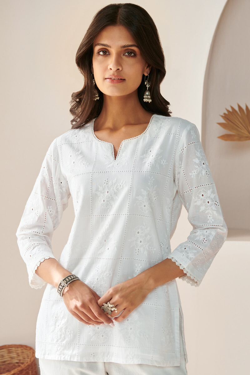 White Handcrafted Cotton Top