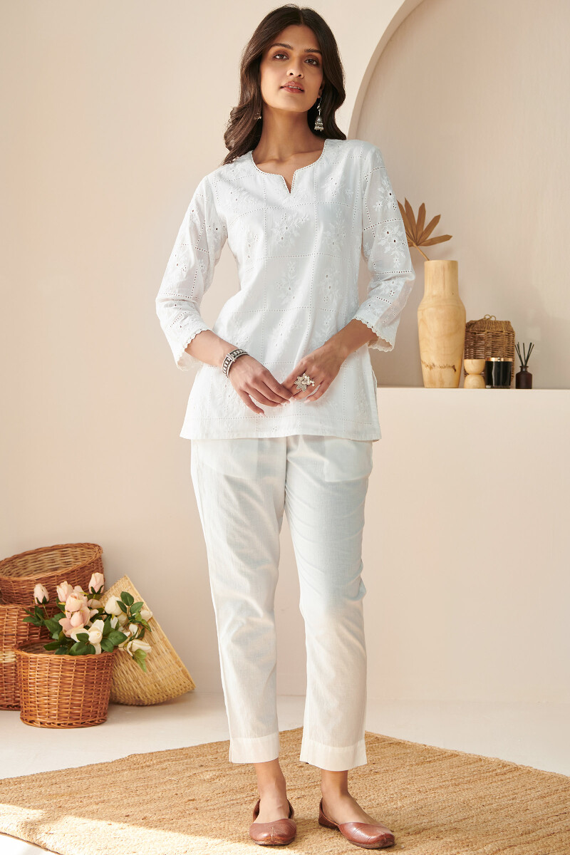 White Handcrafted Cotton Top