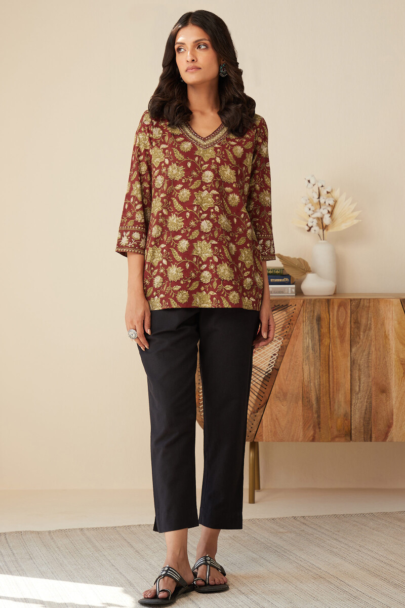 Bagru Hand Block-Printed Cotton Top