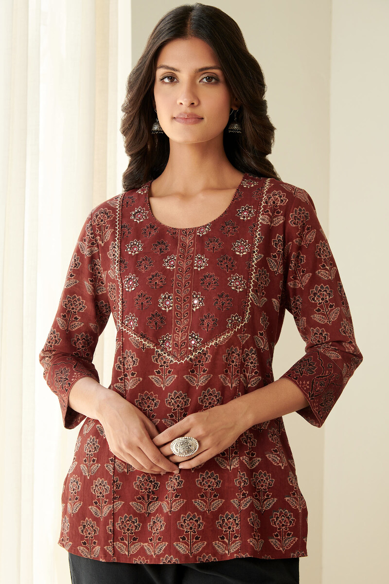 Ajrak Hand Block Printed Cotton Top