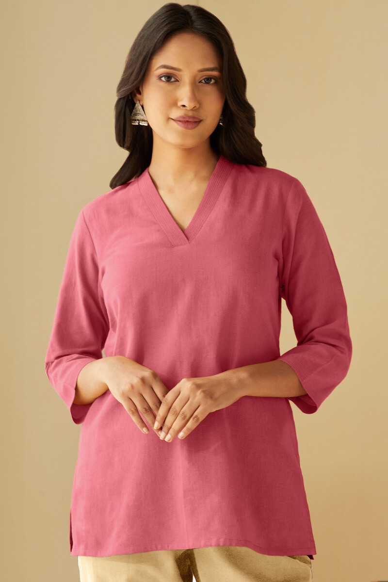 Pink Handcrafted Cotton Linen Top