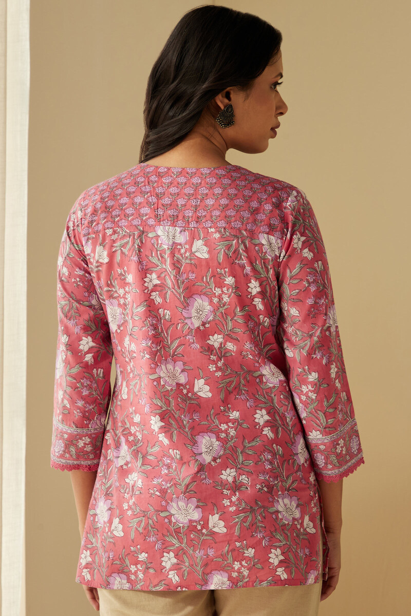 Pink Hand Block-Printed Cotton Top