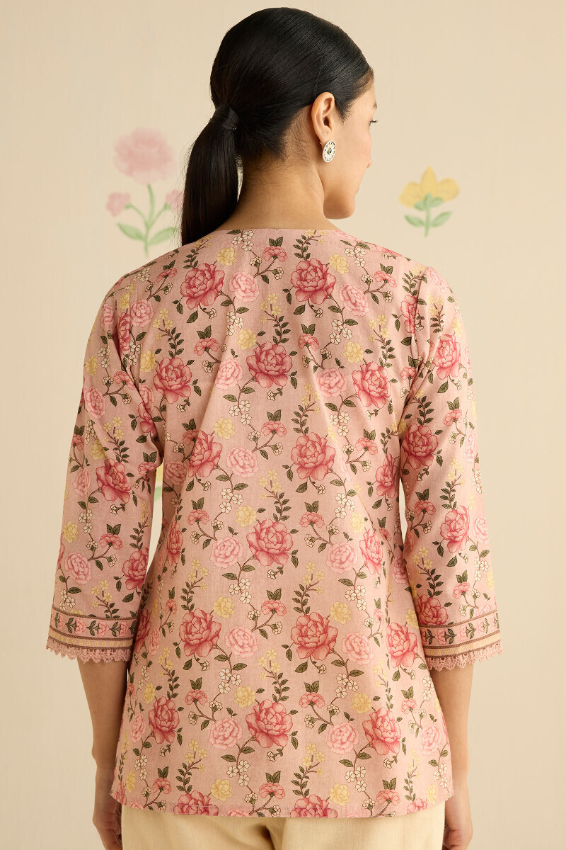 Peach Printed Cotton Top