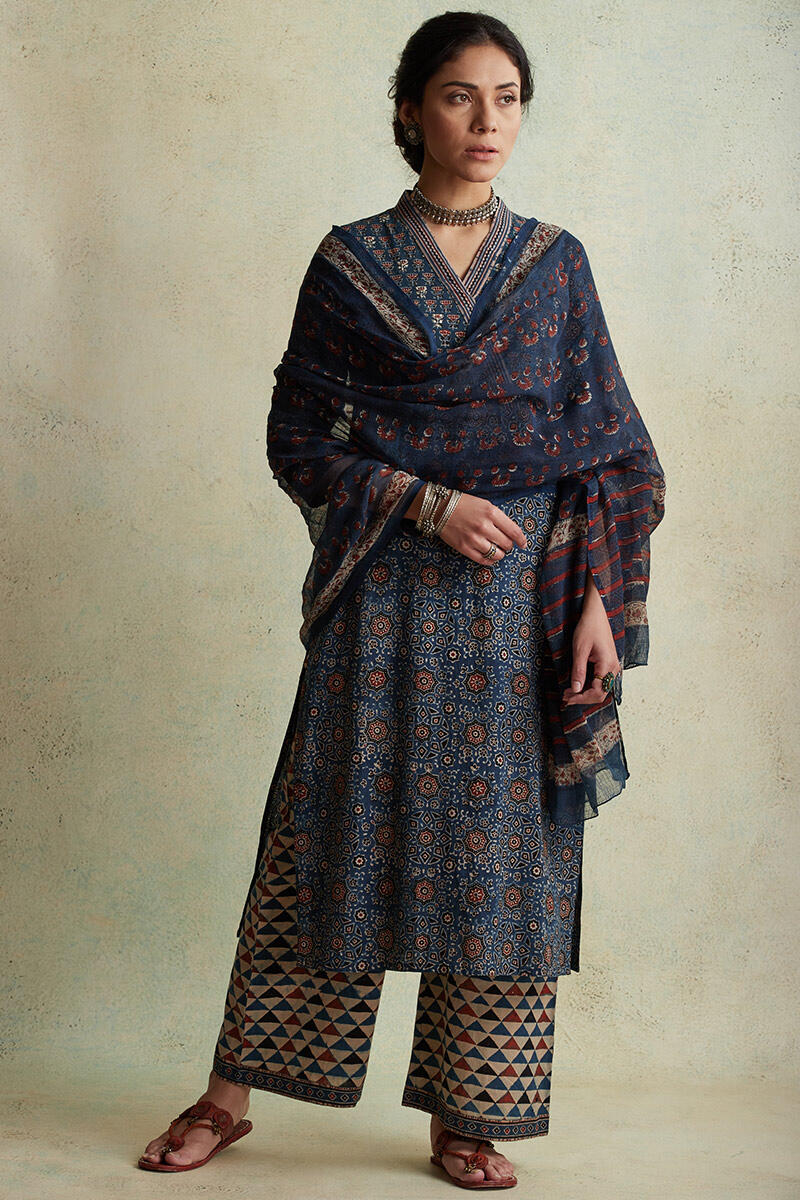 Ajrak Block Printed Straight Cotton Kurta
