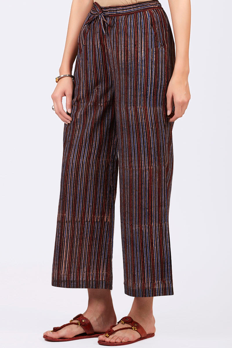 Red Block Printed Cotton Farsi Pants