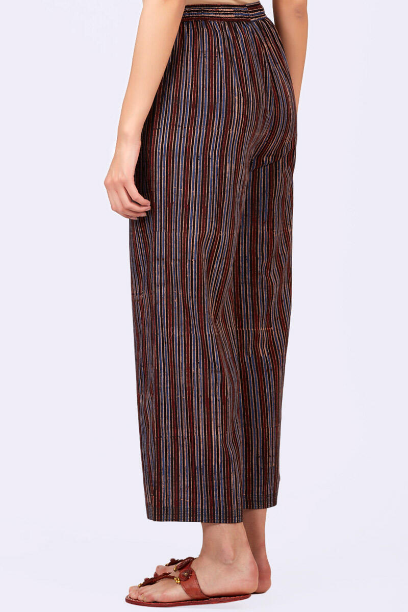 Red Block Printed Cotton Farsi Pants