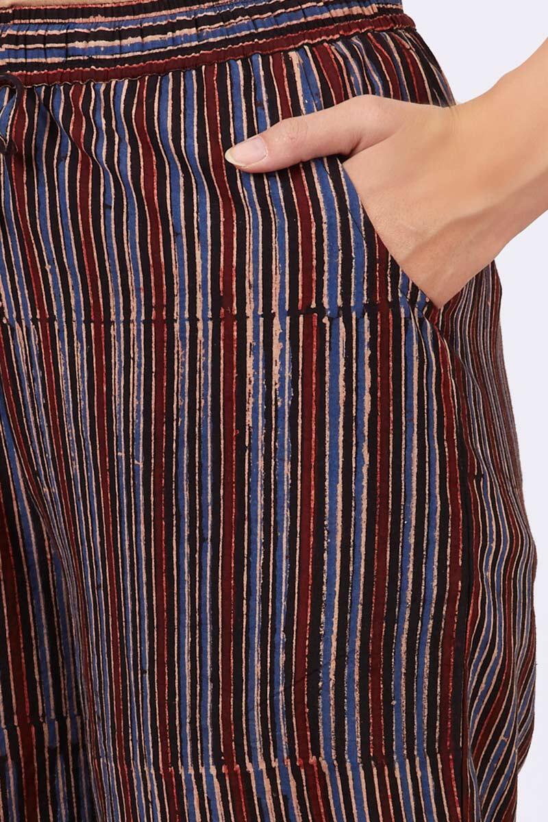Red Block Printed Cotton Farsi Pants