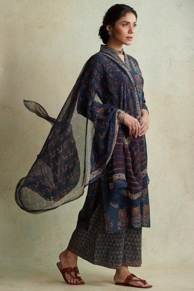 Ajrak Block Printed Kota Dupatta
