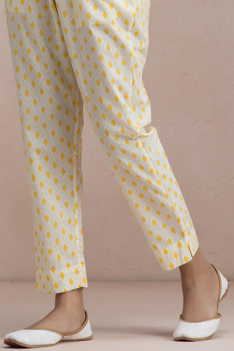 Yellow Block Printed Cotton Pants
