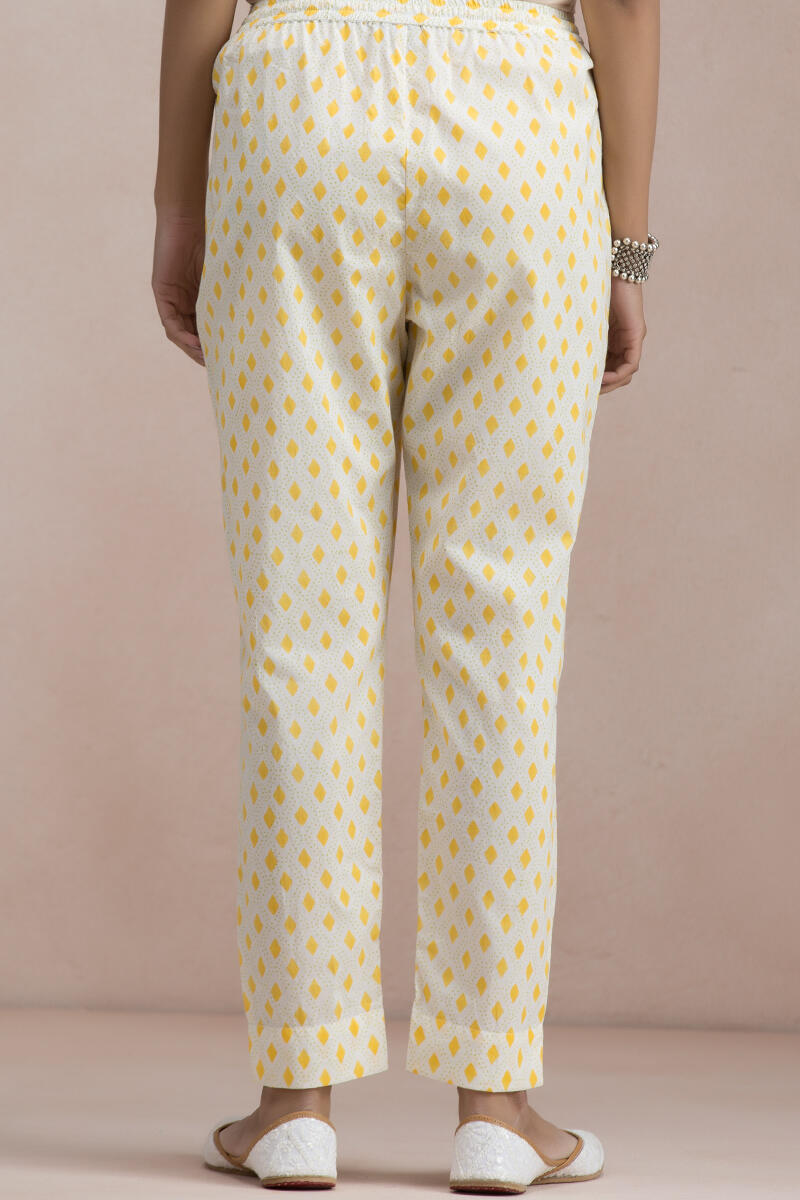 Yellow Block Printed Cotton Pants