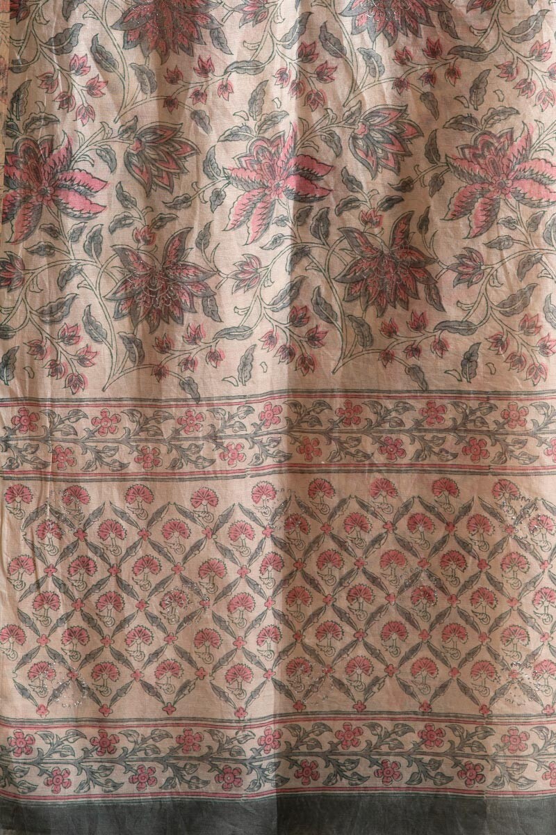 Pink Block Printed Chanderi Dupatta