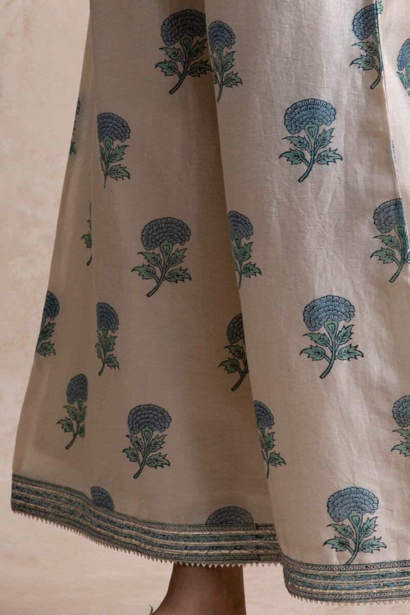 Blue Block Printed Chanderi Palazzo