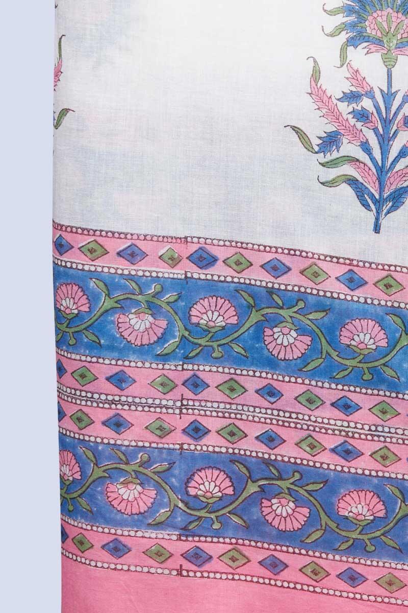 Pink Block Printed Cotton Dupatta