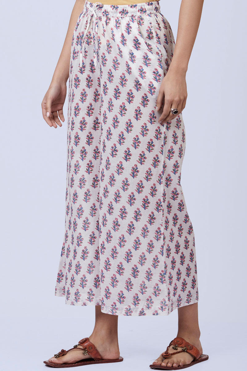 Pink Block Printed Cotton Palazzo