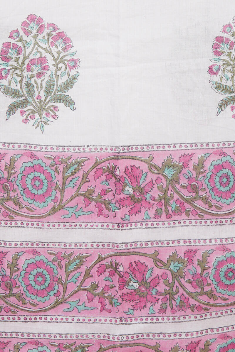 Pink Block Printed Cotton Dupatta