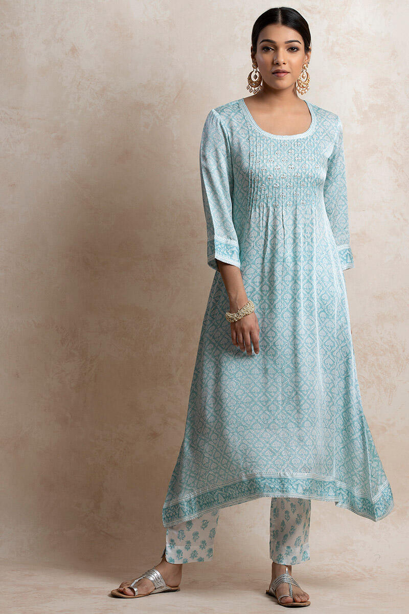 Sanganeri Block Printed A-line Modal Kurta