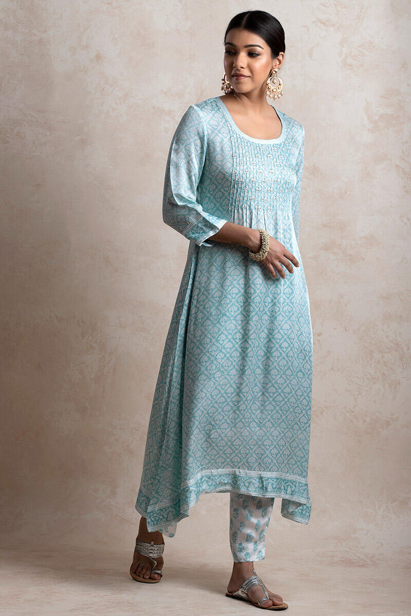 Sanganeri Block Printed A-line Modal Kurta