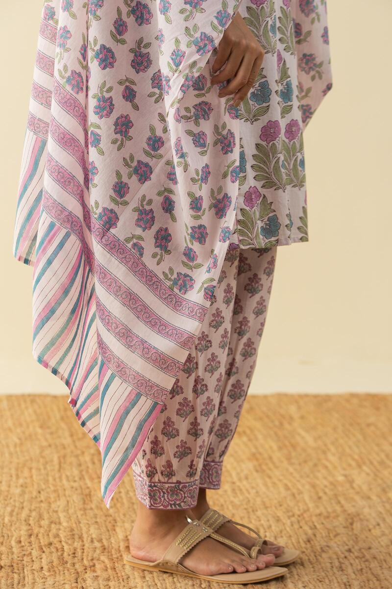 Purple Block Printed Cotton Dupatta