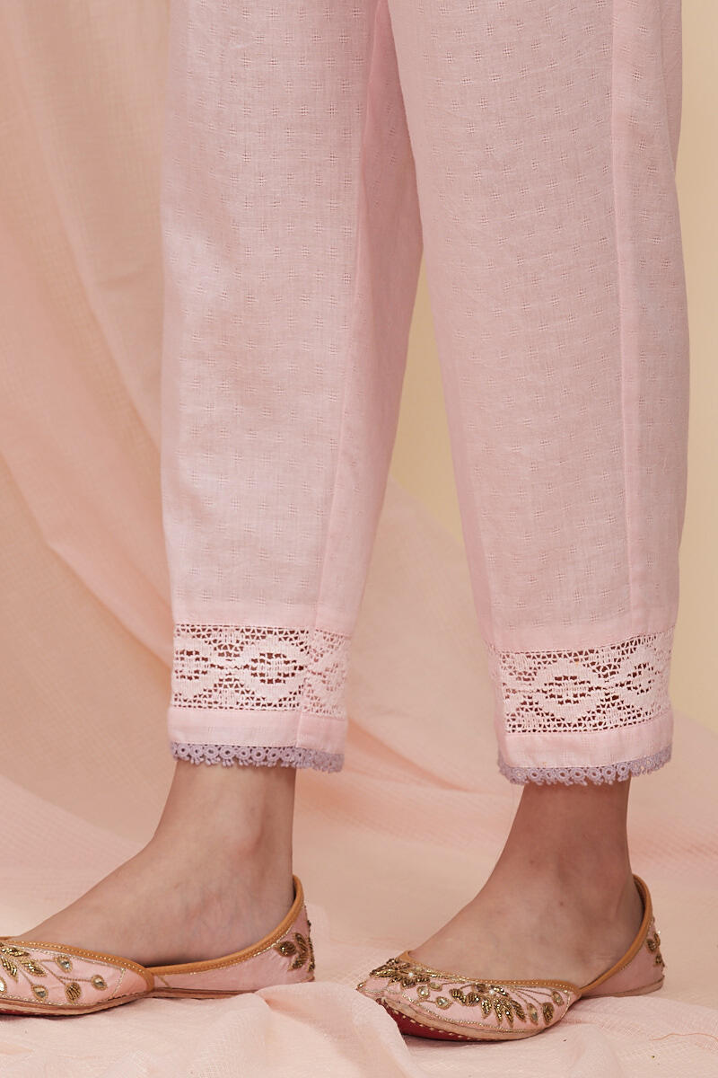 Pink Handcrafted Cotton Narrow Pants