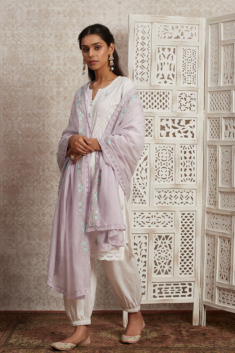 Lavender Handcrafted Cotton Dupatta