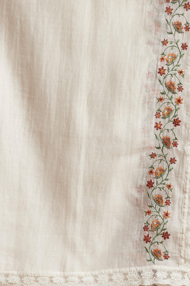 White Handcrafted Cotton Dupatta