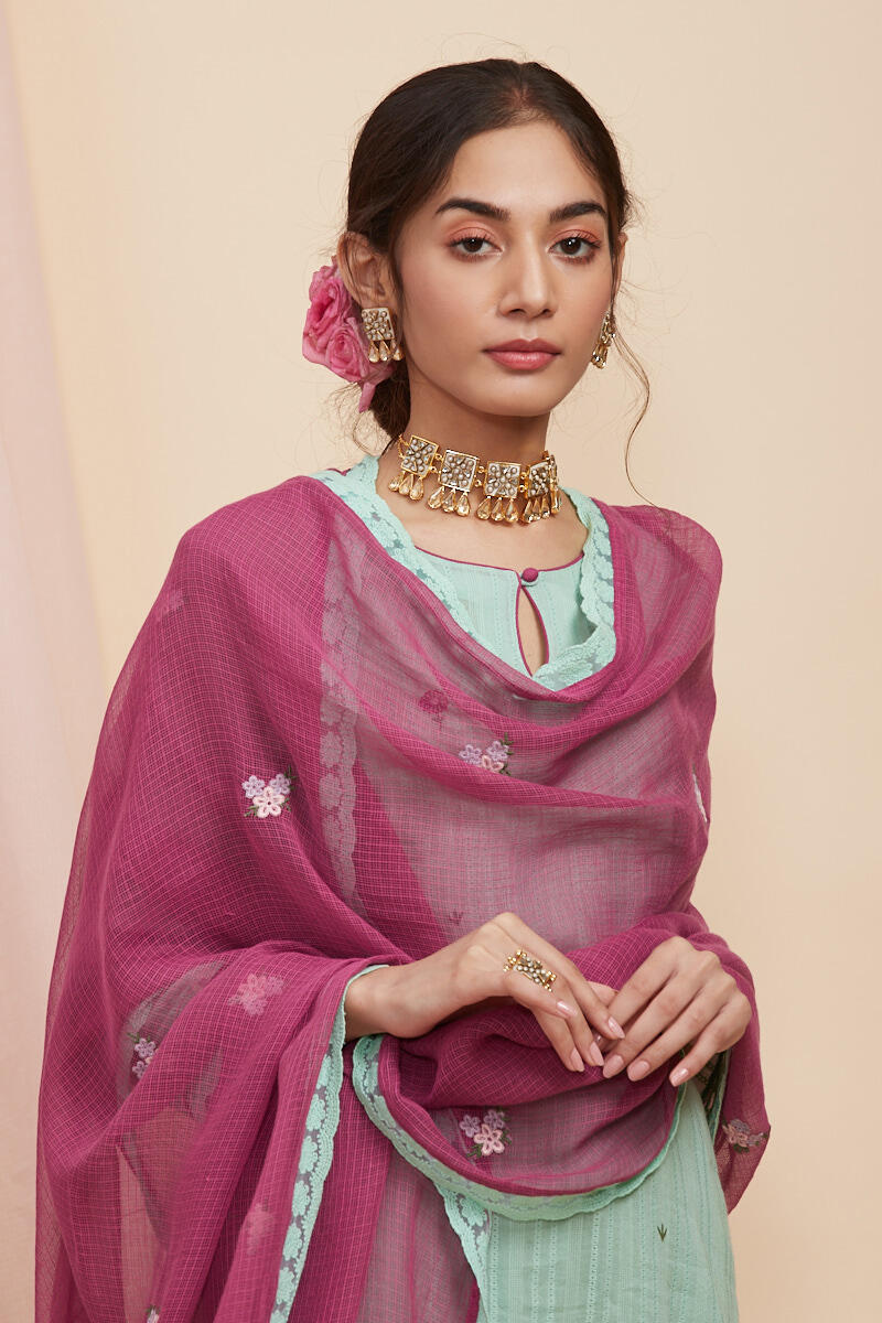 Purple Handcrafted Kota Dupatta