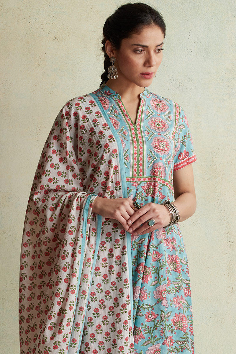 Sanganeri Block Printed Anarkali Cotton Kurta