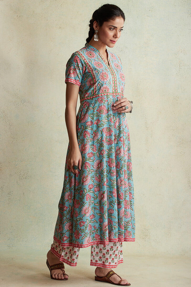 Sanganeri Block Printed Anarkali Cotton Kurta
