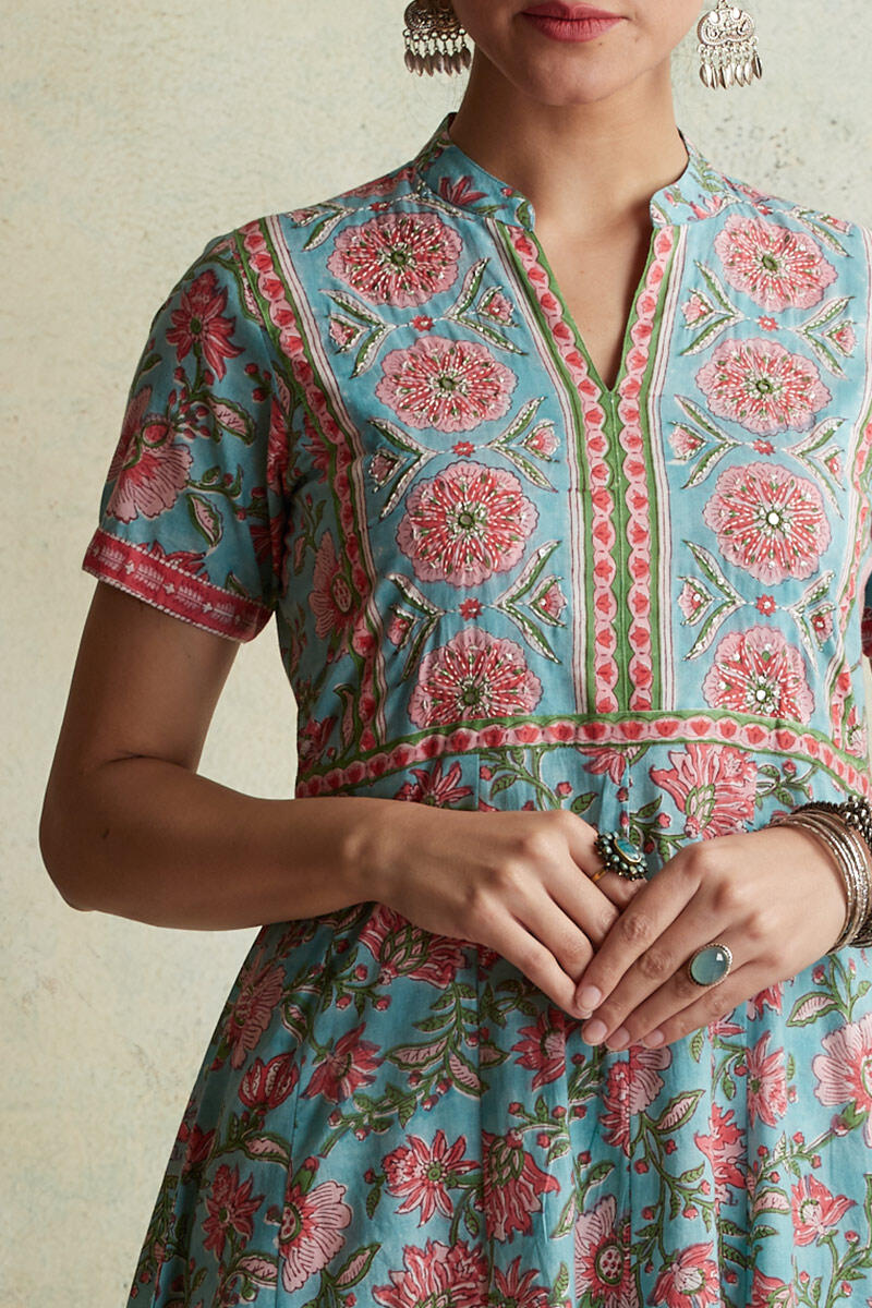 Sanganeri Block Printed Anarkali Cotton Kurta