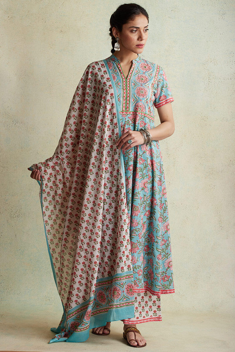 Sanganeri Block Printed Anarkali Cotton Kurta