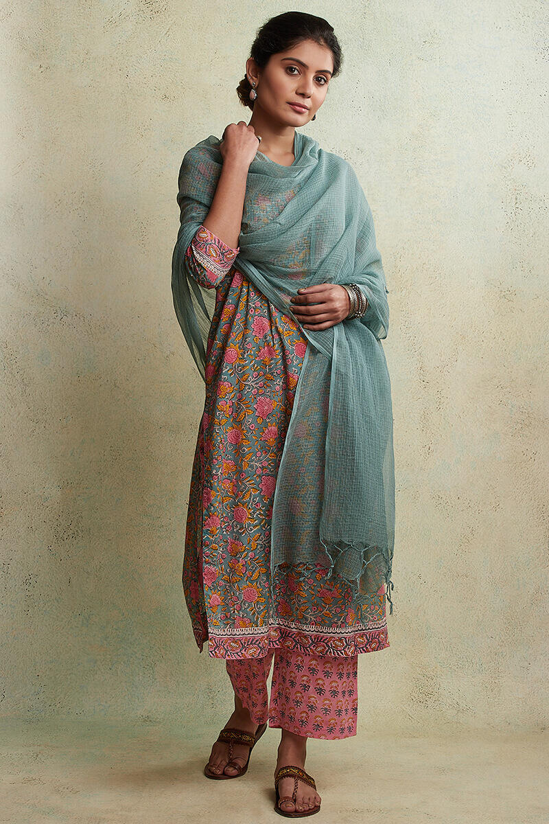 Blue Handcrafted Kota Dupatta