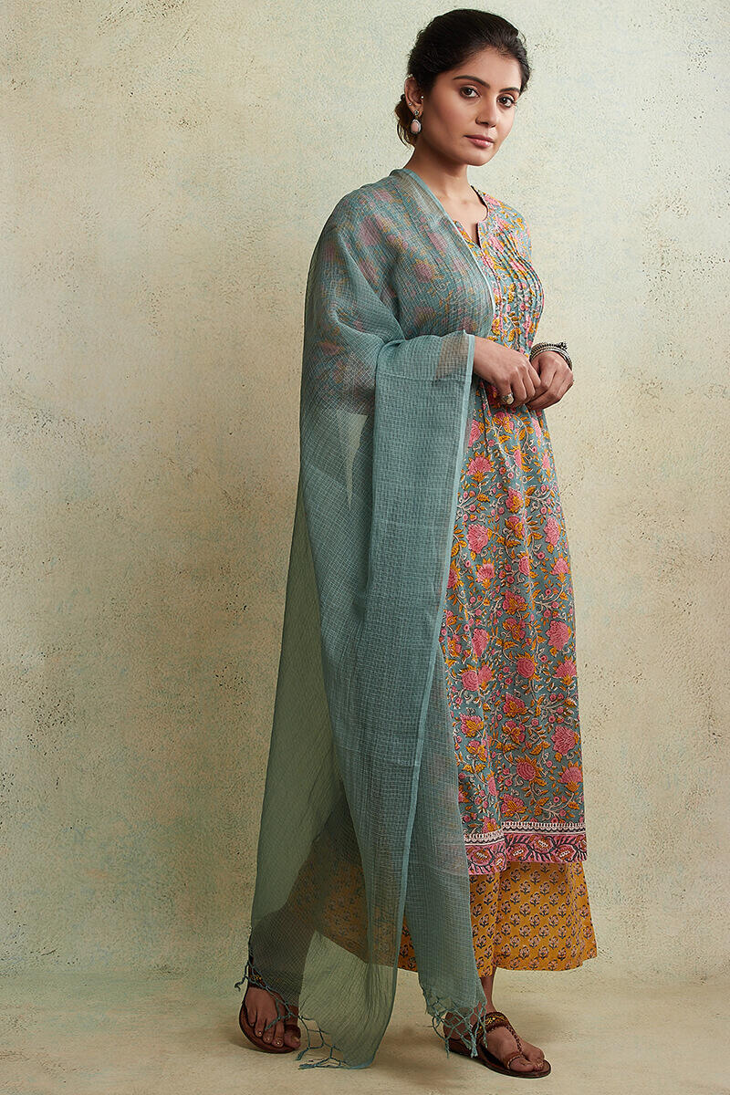 Blue Handcrafted Kota Dupatta