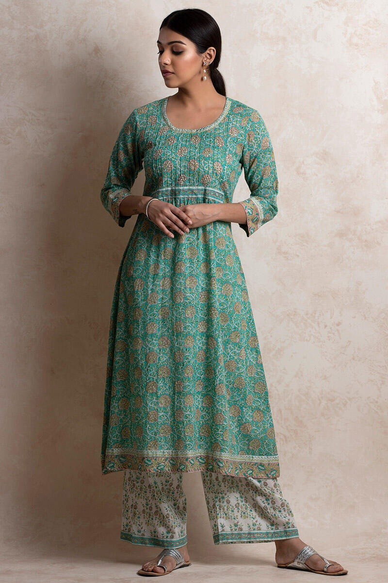 Sanganeri Block Printed Anarkali Cotton Kurta
