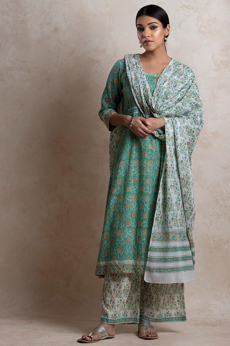 Sanganeri Block Printed Anarkali Cotton Kurta