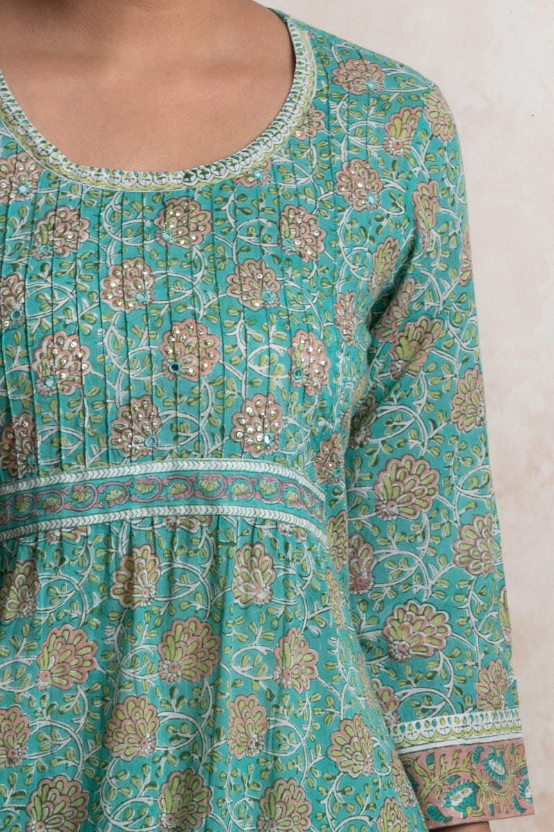 Sanganeri Block Printed Anarkali Cotton Kurta
