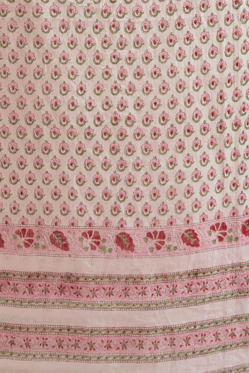 Pink Block Printed Cotton Dupatta