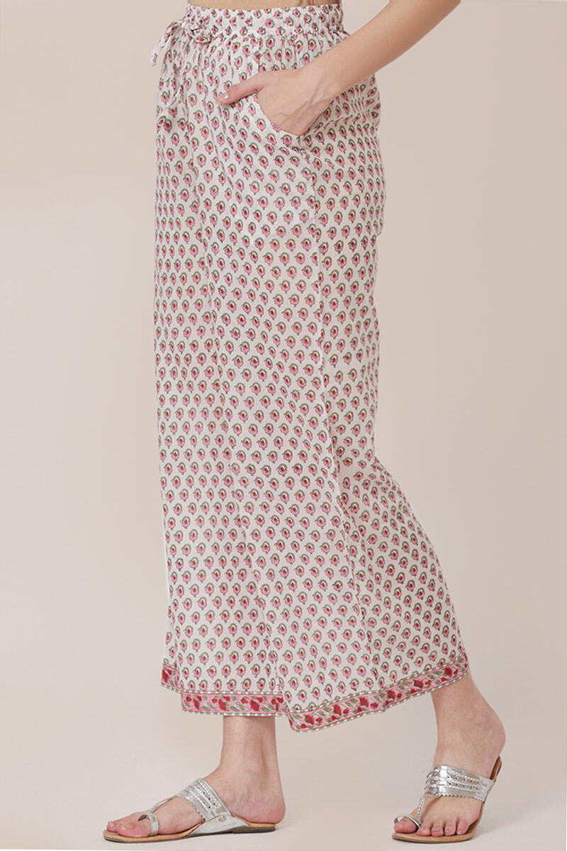 Pink Block Printed Cotton Farsi Pants